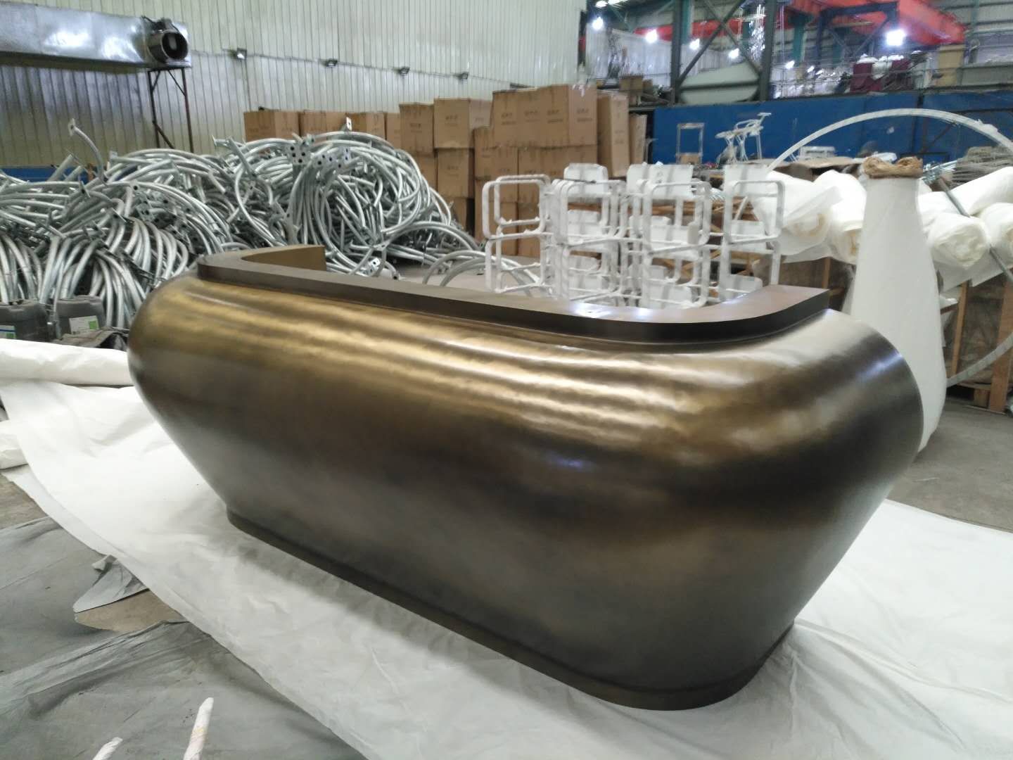 PVD brass reception desk project