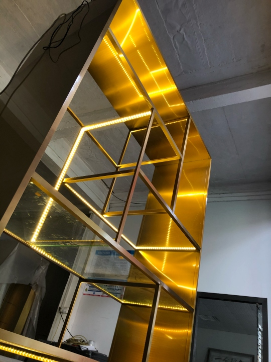 LED lighting metal wine rack cabinet