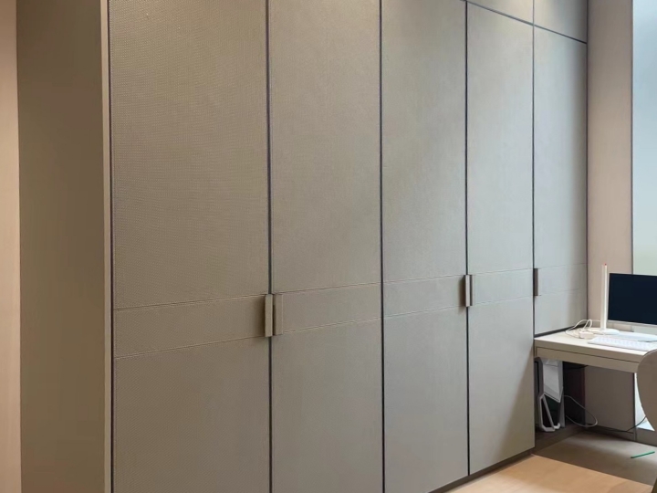 Walk-in closet - leather wardrobe door panels