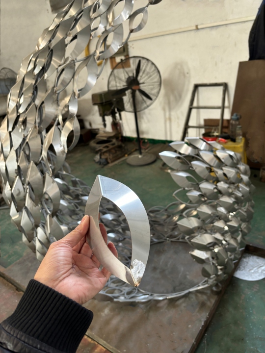 Details of stainless steel artwork
