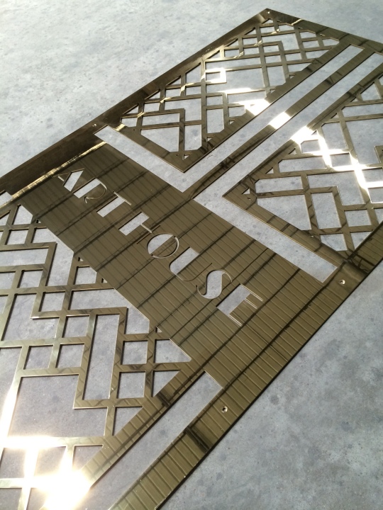 Details of stainless steel room divider