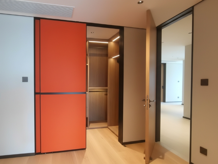 Custom Leather-covered Decor Sliding Doors for Resident