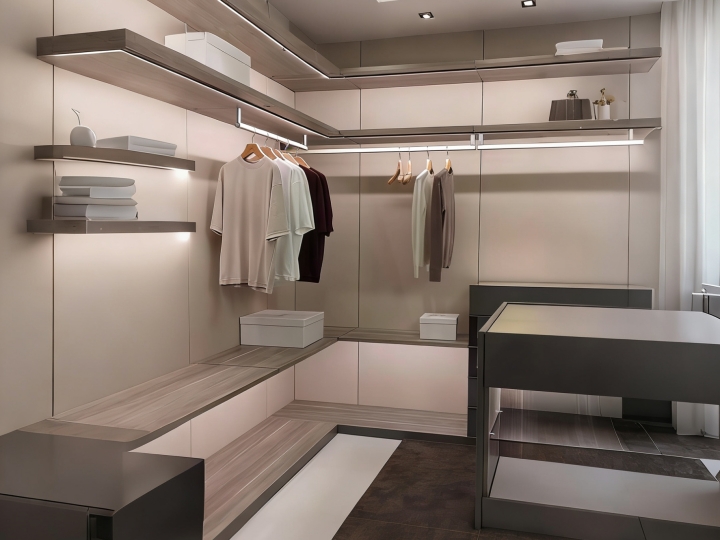 Leather-wrapped aluminum clothes Hanging rod for walk-in closer