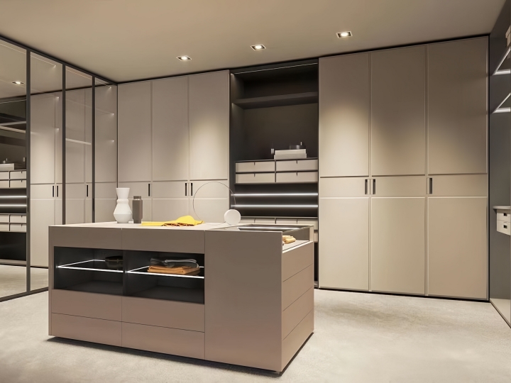 Leather wardrobe door for walk-in closet project