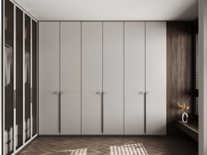 Leather-covered Upholstered Wardrobe Door Panels