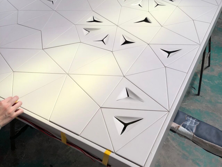 Details of Upholstered Leather Background Wall