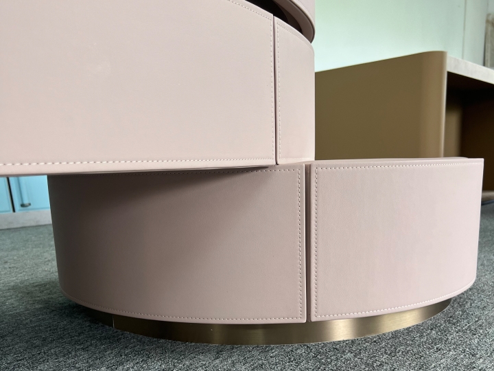 Details of custom leather island