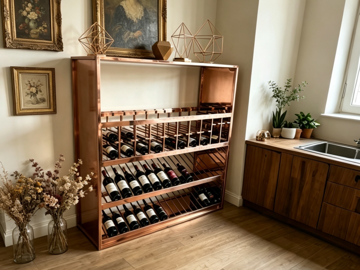 PVD Brass Stainless Steel Wine Rack