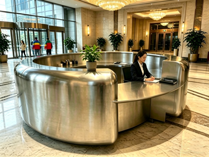 Brush Finishing Stainless Steel Reception Table