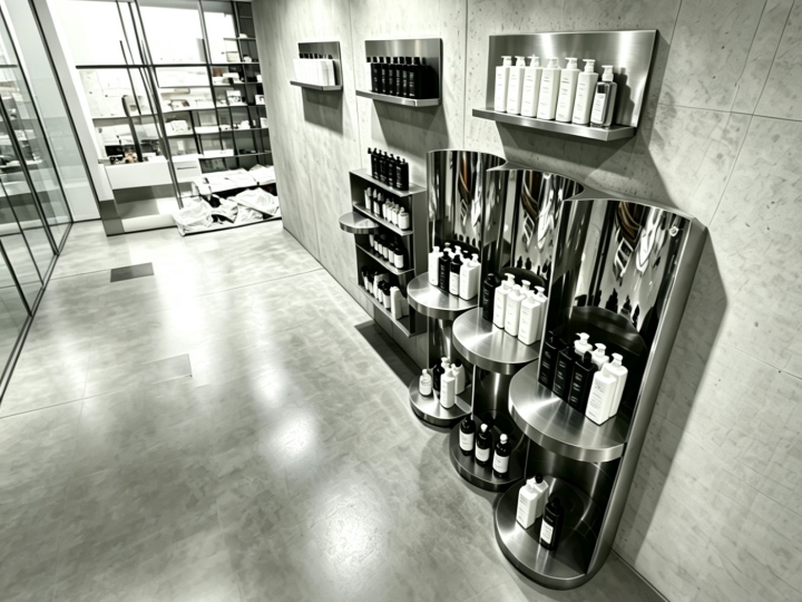 Stainless Steel Curved Display Cabinet