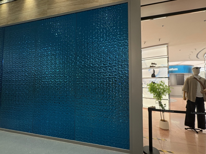 PVD Sapphire Blue Water Ripple Wall Panels