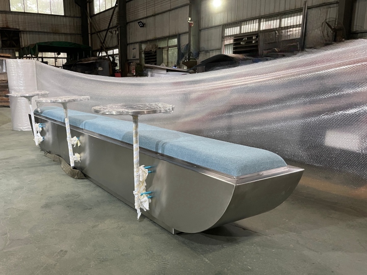 Stainless steel long cafe bench