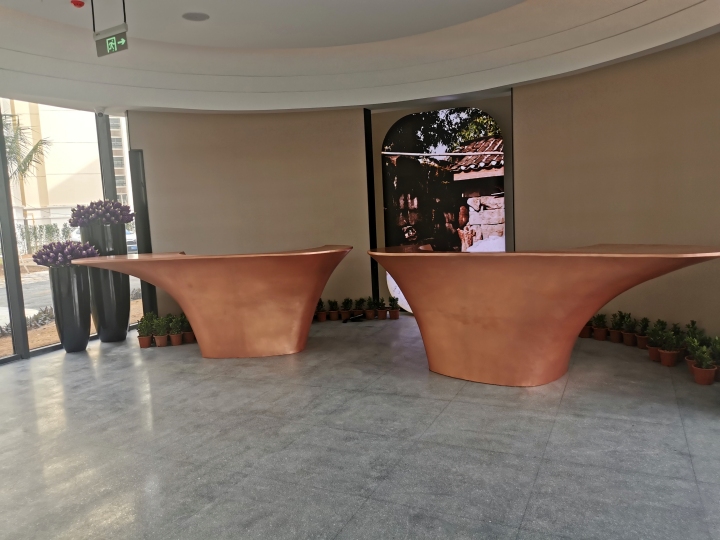 Custom copper reception desk
