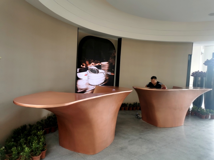 Custom-shaped Copper Reception Counter