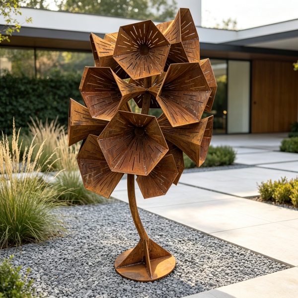 Custom Rusted Metal Outdoor Art Sculpture